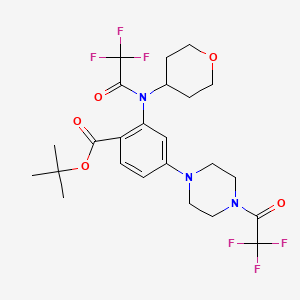 molecular formula C24H29F6N3O5 B13887094 Tert-butyl 2-[oxan-4-yl-(2,2,2-trifluoroacetyl)amino]-4-[4-(2,2,2-trifluoroacetyl)piperazin-1-yl]benzoate 