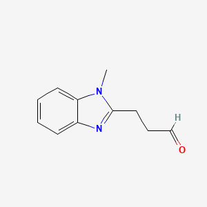 molecular formula C11H12N2O B13887183 3-(1-Methylbenzimidazol-2-yl)propanal 