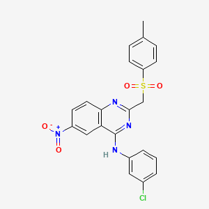 molecular formula C22H17ClN4O4S B13887288 N-(3-Chlorophenyl)-6-nitro-2-(tosylmethyl)quinazolin-4-amine 