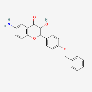 molecular formula C22H17NO4 B13887313 6-Amino-3-hydroxy-2-(4-phenylmethoxyphenyl)chromen-4-one 