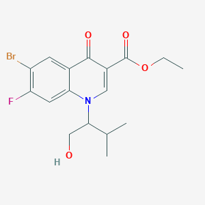 molecular formula C17H19BrFNO4 B13887359 Ethyl 6-bromo-7-fluoro-1-(1-hydroxy-3-methylbutan-2-yl)-4-oxoquinoline-3-carboxylate 