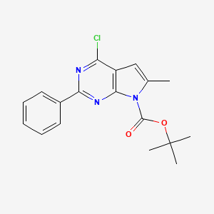 molecular formula C18H18ClN3O2 B13887431 4-Chloro-6-methyl-2-phenylpyrrolo[2,3-d]pyrimidine-7-carboxylic acid tert-butyl ester 