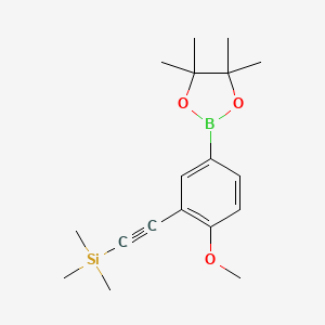molecular formula C18H27BO3Si B13887627 2-[2-Methoxy-5-(4,4,5,5-tetramethyl-1,3,2-dioxaborolan-2-yl)phenyl]ethynyl-trimethylsilane 