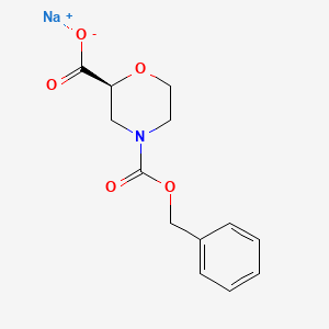 molecular formula C13H14NNaO5 B13887647 Sodium (S)-4-((benzyloxy)carbonyl)morpholine-2-carboxylate 