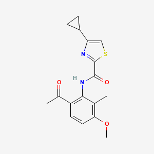 molecular formula C17H18N2O3S B13887665 N-(6-Acetyl-3-methoxy-2-methylphenyl)-4-cyclopropylthiazole-2-carboxamide 