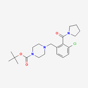 molecular formula C21H30ClN3O3 B13887705 Tert-butyl 4-([3-chloro-2-[(pyrrolidin-1-yl)carbonyl]phenyl]methyl)piperazine-1-carboxylate 