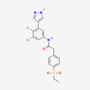 molecular formula C20H19Cl2N3O3S B13887720 N-[3,4-dichloro-5-(1-methylpyrazol-4-yl)phenyl]-2-(4-ethylsulfonylphenyl)acetamide 