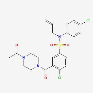 molecular formula C22H23Cl2N3O4S B13887829 3-(4-acetylpiperazine-1-carbonyl)-4-chloro-N-(4-chlorophenyl)-N-prop-2-enylbenzenesulfonamide 