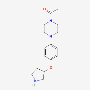 molecular formula C16H23N3O2 B1388796 1-{4-[4-(3-Pyrrolidinyloxy)phenyl]-1-piperazinyl}-1-ethanone CAS No. 946760-59-4