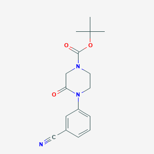 molecular formula C16H19N3O3 B13888150 Tert-butyl 4-(3-cyanophenyl)-3-oxopiperazine-1-carboxylate 