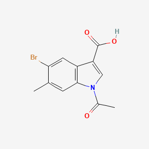 molecular formula C12H10BrNO3 B13888211 1-Acetyl-5-bromo-6-methylindole-3-carboxylic acid 