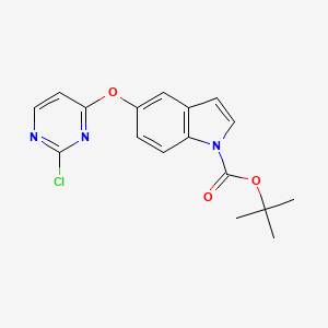 molecular formula C17H16ClN3O3 B13888311 tert-butyl 5-[(2-chloropyrimidin-4-yl)oxy]-1H-indole-1-carboxylate 