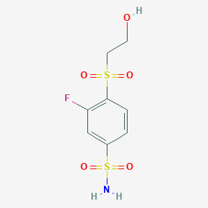 molecular formula C8H10FNO5S2 B13888470 3-Fluoro-4-(2-hydroxyethanesulfonyl)benzene-1-sulfonamide CAS No. 108966-76-3