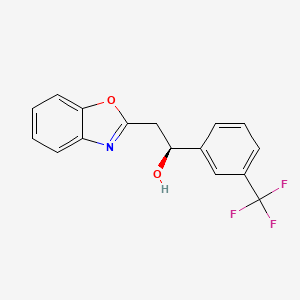 molecular formula C16H12F3NO2 B13888509 2-Benzoxazol-2-yl-1-[3-(trifluoromethyl)phenyl]ethanol 
