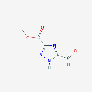 molecular formula C5H5N3O3 B13888515 methyl 5-formyl-1H-1,2,4-triazole-3-carboxylate 