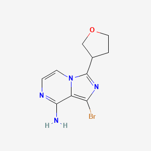molecular formula C10H11BrN4O B13888524 1-Bromo-3-(oxolan-3-yl)imidazo[1,5-a]pyrazin-8-amine 