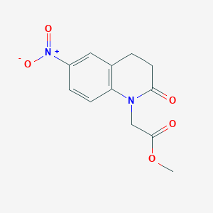 molecular formula C12H12N2O5 B13888551 Methyl 2-(6-nitro-2-oxo-3,4-dihydroquinolin-1-yl)acetate 