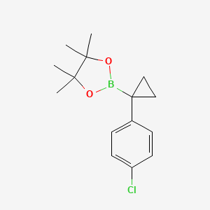 molecular formula C15H20BClO2 B13888761 2-[1-(4-Chlorophenyl)cyclopropyl]-4,4,5,5-tetramethyl-1,3,2-dioxaborolane 