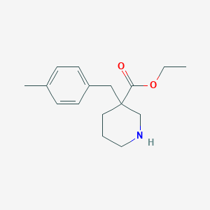 molecular formula C16H23NO2 B13888807 Ethyl 3-[(4-methylphenyl)methyl]piperidine-3-carboxylate 