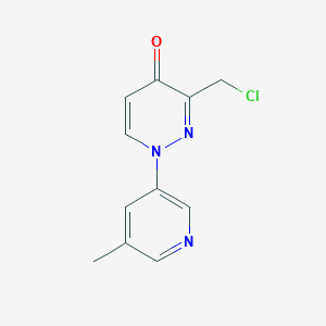 molecular formula C11H10ClN3O B13888833 3-(Chloromethyl)-1-(5-methylpyridin-3-yl)pyridazin-4-one 