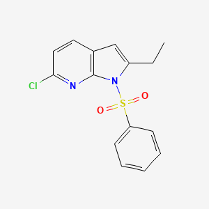 molecular formula C15H13ClN2O2S B13888835 1-(Benzenesulfonyl)-6-chloro-2-ethyl-pyrrolo[2,3-b]pyridine 