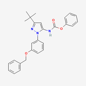 molecular formula C27H27N3O3 B13888844 phenyl N-[5-tert-butyl-2-(3-phenylmethoxyphenyl)pyrazol-3-yl]carbamate 