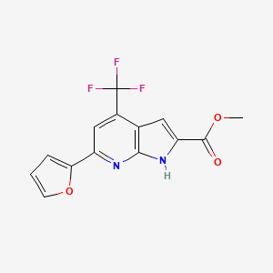 molecular formula C14H9F3N2O3 B1388890 Methyl 6-(fur-2-yl)-4-(trifluoromethyl)-7-azaindole-2-carboxylate CAS No. 1027511-30-3