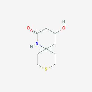 molecular formula C9H15NO2S B13888910 4-Hydroxy-9-thia-1-azaspiro[5.5]undecan-2-one 