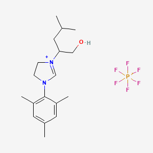 molecular formula C18H29F6N2OP B13888948 (S)-1-(1-Hydroxy-4-methylpentan-2-yl)-3-mesityl-4,5-dihydro-1H-imidazol-3-ium hexafluorophosphate(V) 
