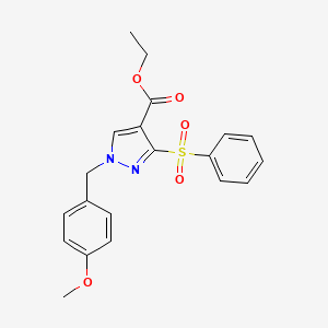 molecular formula C20H20N2O5S B13889009 Ethyl 3-(benzenesulfonyl)-1-[(4-methoxyphenyl)methyl]pyrazole-4-carboxylate 