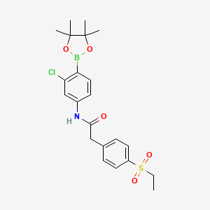 molecular formula C22H27BClNO5S B13889034 N-[3-chloro-4-(4,4,5,5-tetramethyl-1,3,2-dioxaborolan-2-yl)phenyl]-2-(4-ethylsulfonylphenyl)acetamide 