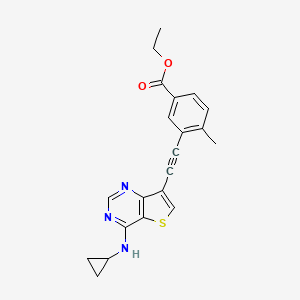molecular formula C21H19N3O2S B13889154 Ethyl 3-[2-[4-(cyclopropylamino)thieno[3,2-d]pyrimidin-7-yl]ethynyl]-4-methylbenzoate 