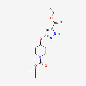 molecular formula C16H25N3O5 B13889196 tert-butyl 4-[(5-ethoxycarbonyl-1H-pyrazol-3-yl)oxy]piperidine-1-carboxylate 