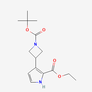 molecular formula C15H22N2O4 B13889286 ethyl 3-(1-tert-butoxycarbonylazetidin-3-yl)-1H-pyrrole-2-carboxylate 