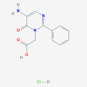 molecular formula C12H12ClN3O3 B13889330 2-(5-Amino-6-oxo-2-phenylpyrimidin-1-yl)acetic acid;hydrochloride CAS No. 439910-97-1
