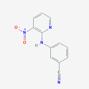 molecular formula C12H8N4O2 B13889482 3-[(3-Nitropyridin-2-yl)amino]benzonitrile CAS No. 61963-70-0