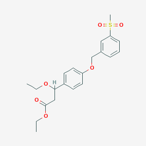 molecular formula C21H26O6S B13889650 Ethyl 3-ethoxy-3-[4-[(3-methylsulfonylphenyl)methoxy]phenyl]propanoate 