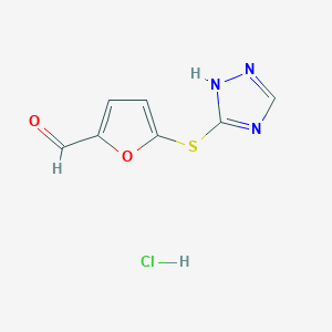 molecular formula C7H6ClN3O2S B1388973 5-(1H-[1,2,4]Triazol-3-ylsulfanyl)-furan-2-carbaldehyde hydrochloride CAS No. 1185295-29-7