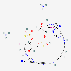 molecular formula C24H32F2N12O8P2S2 B13889744 azane;(1R,3R,15Z,28R,29R,30R,31R,36R,41R)-29,41-difluoro-34,39-dihydroxy-34,39-bis(sulfanylidene)-2,33,35,38,40,42-hexaoxa-4,6,9,11,13,18,20,22,25,27-decaza-34lambda5,39lambda5-diphosphaoctacyclo[28.6.4.13,36.128,31.04,8.07,12.019,24.023,27]dotetraconta-5,7(12),8,10,15,19(24),20,22,25-nonaene 