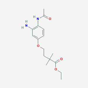 molecular formula C16H24N2O4 B13889790 Ethyl 4-[4-(acetylamino)-3-aminophenoxy]-2,2-dimethylbutanoate 