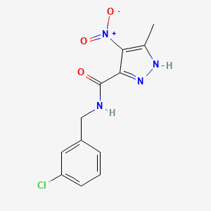 molecular formula C12H11ClN4O3 B13889798 N-[(3-chlorophenyl)methyl]-5-methyl-4-nitro-1H-pyrazole-3-carboxamide 
