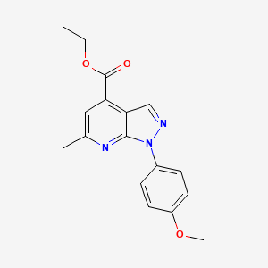 molecular formula C17H17N3O3 B13889883 Ethyl 1-(4-methoxyphenyl)-6-methylpyrazolo[3,4-b]pyridine-4-carboxylate 