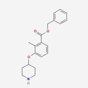 molecular formula C20H23NO3 B13889915 Benzyl 2-methyl-3-piperidin-4-yloxybenzoate 