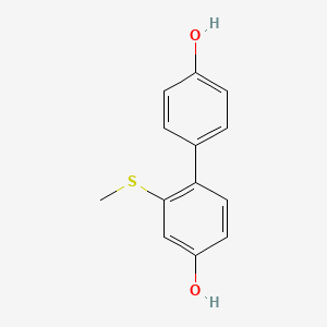 molecular formula C13H12O2S B13889943 4-(4-Hydroxyphenyl)-3-methylsulfanyl-phenol 