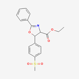 molecular formula C19H19NO5S B13890005 Ethyl 5-(4-methylsulfonylphenyl)-2-phenyl-4,5-dihydro-1,3-oxazole-4-carboxylate 