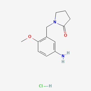 molecular formula C12H17ClN2O2 B1389024 1-(5-Amino-2-methoxybenzyl)pyrrolidin-2-one hydrochloride CAS No. 1185294-41-0