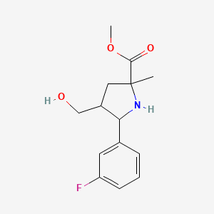 molecular formula C14H18FNO3 B1389026 Methyl 5-(3-fluorophenyl)-4-(hydroxymethyl)-2-methylpyrrolidine-2-carboxylate CAS No. 1217681-69-0