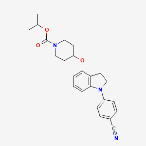 molecular formula C24H27N3O3 B13890280 Propan-2-yl 4-[[1-(4-cyanophenyl)-2,3-dihydroindol-4-yl]oxy]piperidine-1-carboxylate 