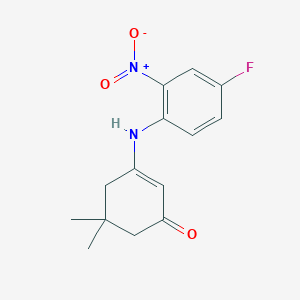 molecular formula C14H15FN2O3 B1389035 3-[(4-Fluoro-2-nitrophenyl)amino]-5,5-dimethylcyclohex-2-en-1-one CAS No. 330974-51-1