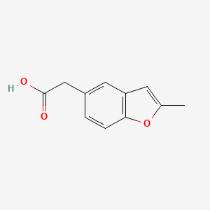 molecular formula C11H10O3 B13890370 2-(2-Methyl-1-benzofuran-5-yl)acetic acid 
